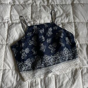 Abercrombie & Fitch Navy Floral Crop Top